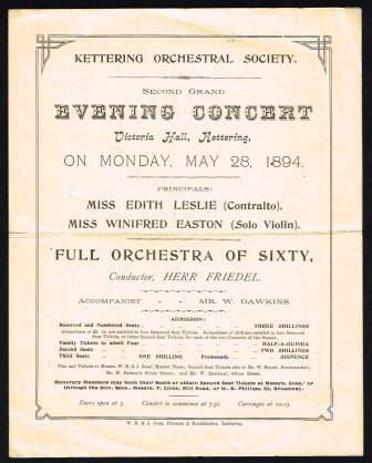 Image for Kettering Orchestral Society Second Grand Evening Concert...1894