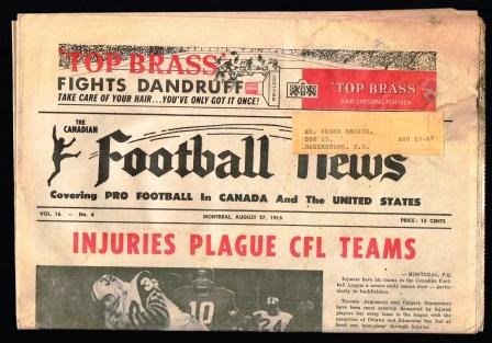 Image for The Canadian Football News; August 27, 1966