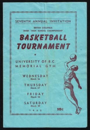 Image for Basketball Tournament Program, Seventh Annual, 1952; B. C. Inter-High School Championship