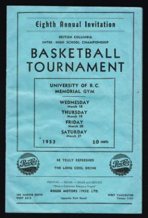 Image for Basketball Tournament Program, Eighth Annual, 1953; B. C. Inter-High School Championship