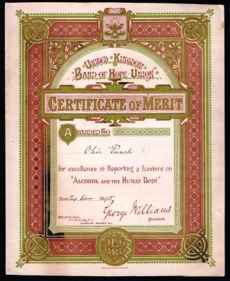 Image for United Kingdom Band of Hope Union; Certificate of Merit, 1895