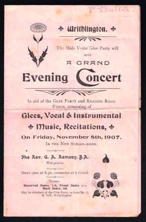 Image for The Male Voice Glee Club, Writhlington will give a Grand Evening Concert, November 8th, 1907