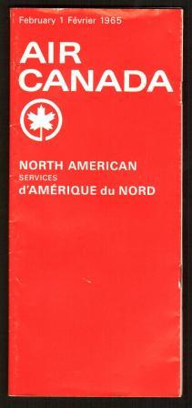 Image for Air Canada: North American Services Timetable, February 1, 1965