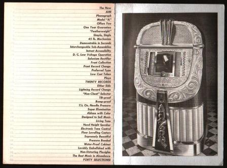 Image for Brochure for the AMI Model 'A' Jukebox