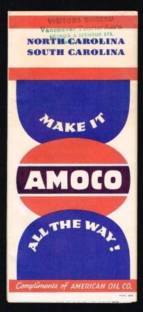 Image for Amoco Road Map of North and South Carolina, 1949