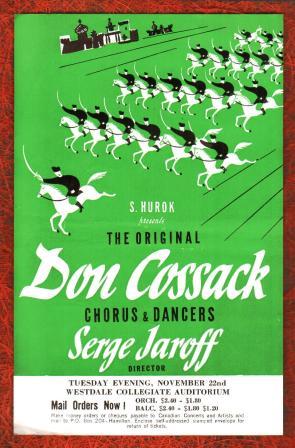Image for Handbill for a Concert by the Original Don Cossack Chorus & Dancers, Serge Jaroff, Director