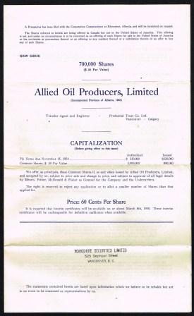 Image for Share Offering from Allied Oil Producers, Alberta; 1950