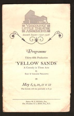 Image for Programme for 'Yellow Sands: A Comedy'; 1928