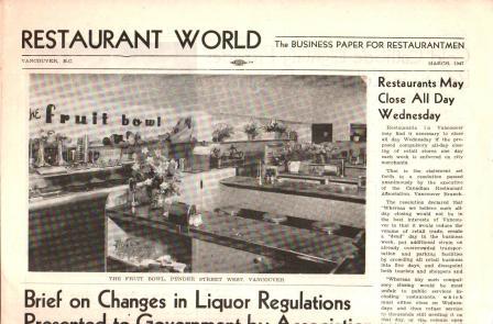 Image for Restaurant World: the Business paper for Restaurantmen: Vancouver, March 1947
