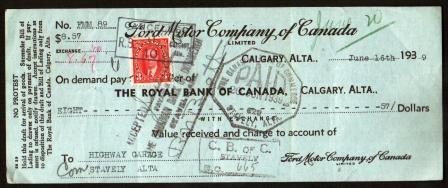 Image for Cancelled Cheque from Ford Motor Co. of Canada, 1939