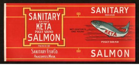 Image for Can Label for Sanitary Brand Keta Puget Sound Salmon