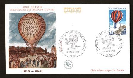 Image for First Day Cover: Siege de Paris Centenaire des Ballons Montes, 1870-71 to 1970-71